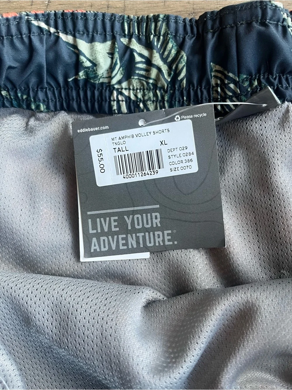 NWT Eddie Bauer Volley Shorts Men's Size XL Tall Swim Trunks Tropical Print